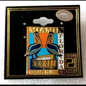 Peter David Super Bowl XXXIII 01/31/1999 Denver Broncos NFL Football Sqr Pin MOC